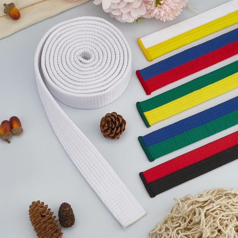 CREATCABIN حزام الكاراتيه الأبيض جيو جيتسو حزام بوليستر حزام فنون القتال جودو جيو-جيتسو TKD أيكيدو زي تصنيف حزام طويل ناعم يناسب جميع الأحجام حزام تايكوندو للرجال والنساء معدات تدريب رياضية 9.2 قدم - Image 4